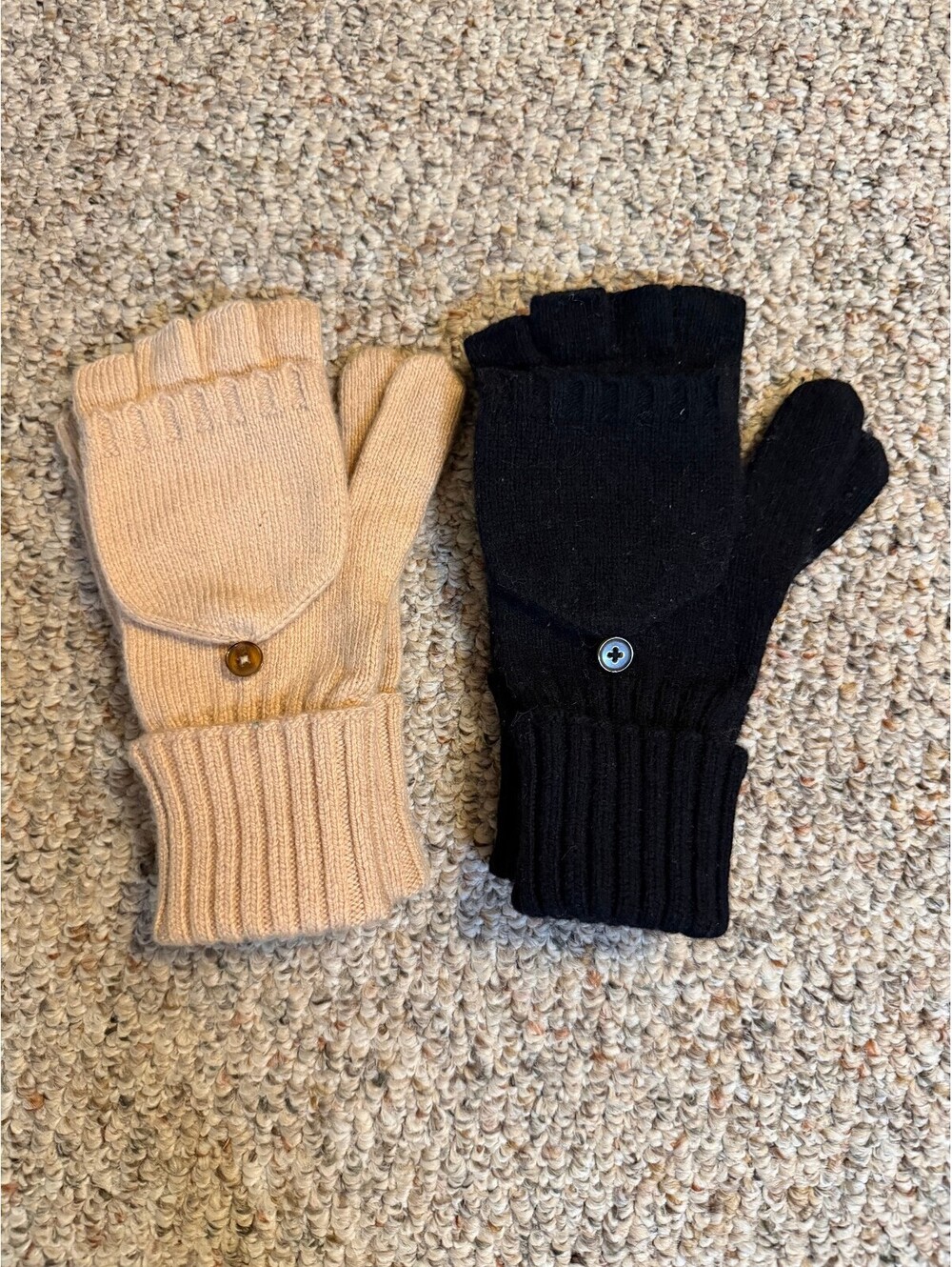 J.Crew (2) fingerless mittens tan/black
